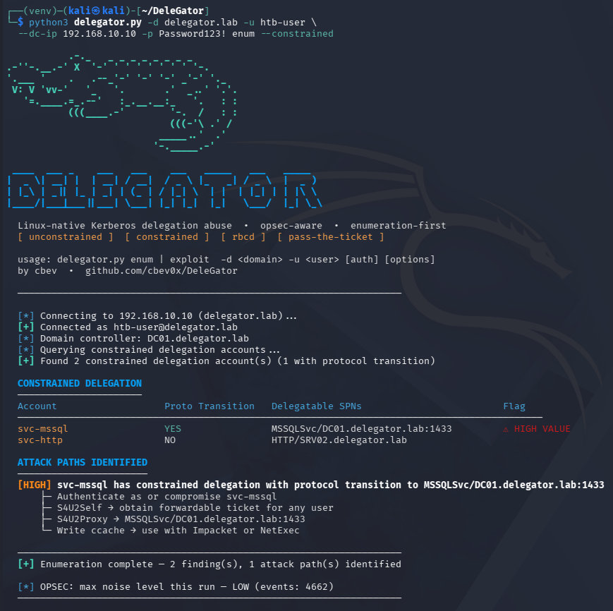 DeleGator terminal output for Test 1